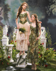 "Eucalyptus Fairy" Forest green 3D floral vine corset for woodland fairy photoshoots