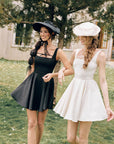 Lacemade "Beyond Campus" - Elegant black mini dress for work and dates