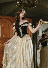 Midnight Crimson Rose Corset Dress