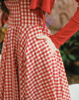 Lacemade red gingham dress with pockets - vintage cotton summer dress