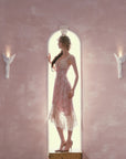 "Floral Vine Fairy Shoes" blush pink lace mermaid midi dress with ruffle hem