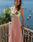Whimsical Sunlit Blush Pleated Dress