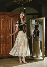 Midnight Crimson Rose Corset Dress