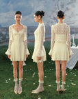 "Little Angel" lightweight long sleeve lace cardigan - front, side, and back view