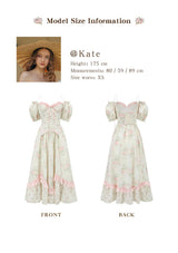 Lacemade "Fleur Poetry" Green Floral Corset Dress - Front and Back View