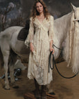 Lacemade "White Horse Princess" White Lace Maxi Dress with Sleeves