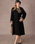 Curve&Plus Sunlit Daisy Wool Coat (Black)
