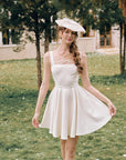 "Beyond Campus" White Sleeveless Mini A-line Dress