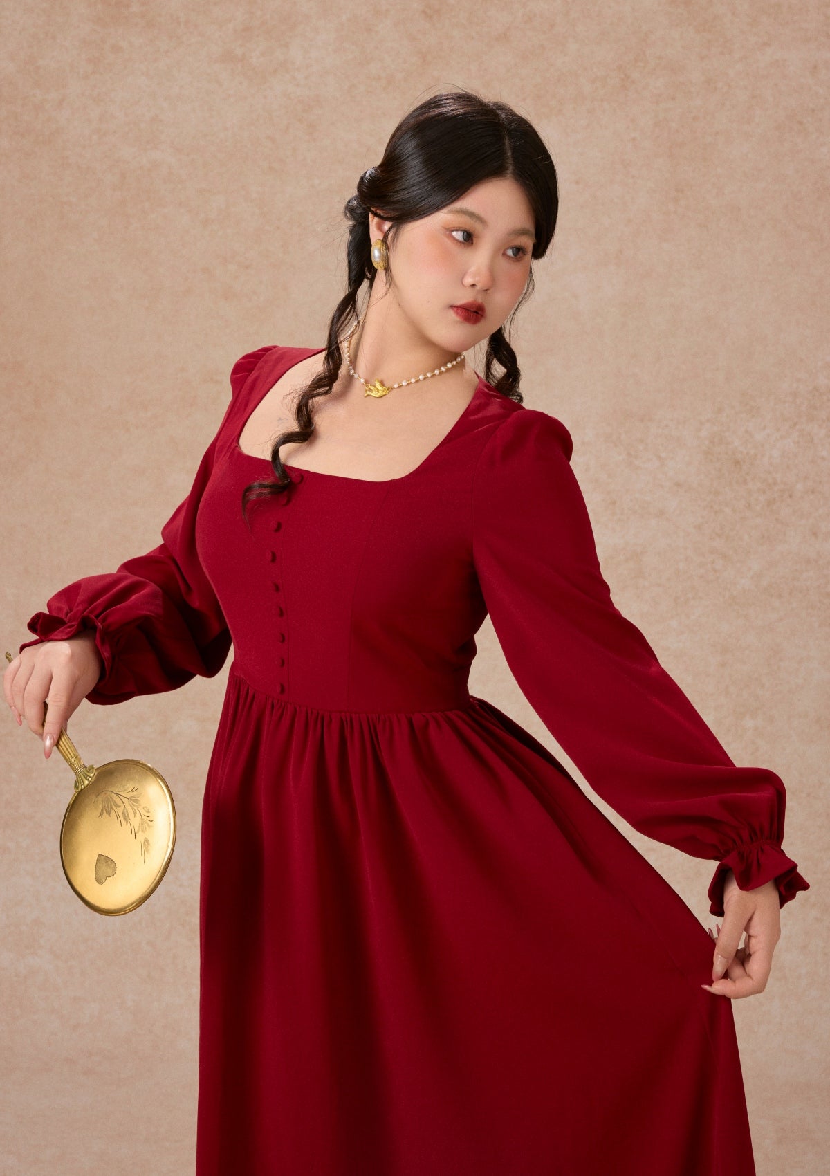 Curve&Plus Passionate Love Bordeaux Dress