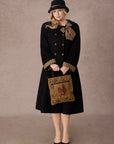 Curve&Plus Sunlit Daisy Wool Coat (Black)