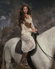 Cottagecore White Lace Dress for Engagement Photos - "White Horse Princess"