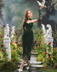 Lacemade forest green prom dress - Ethereal pleated tulle for evening events
