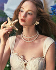 Lacemade pearl fringed bodice and shell-bust hollow out lace detail