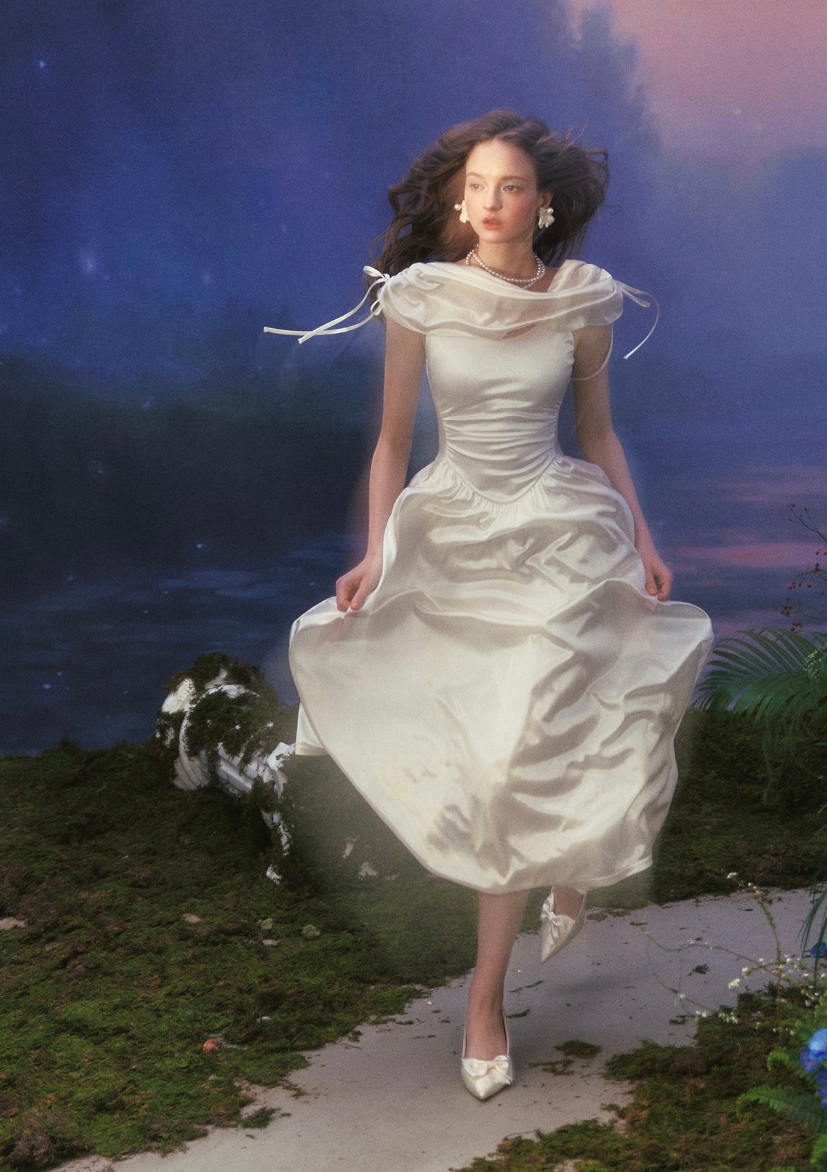 White Satin Dress | Exquisite Fairycore Dress