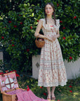 Lacemade "Red Garnet" floral corset dress - Cottagecore picnic aesthetic