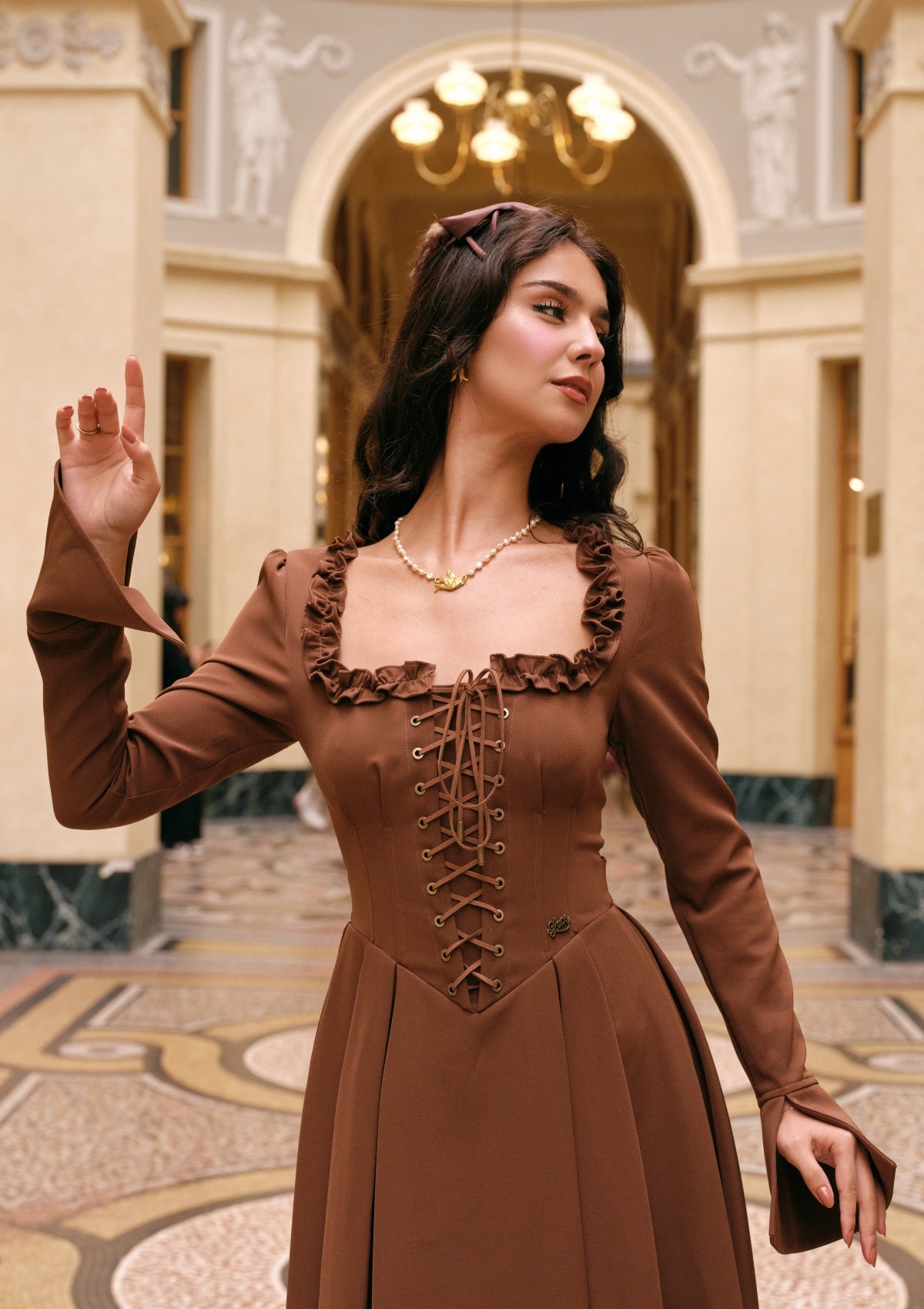 Classic Black Coffee Corset Dress