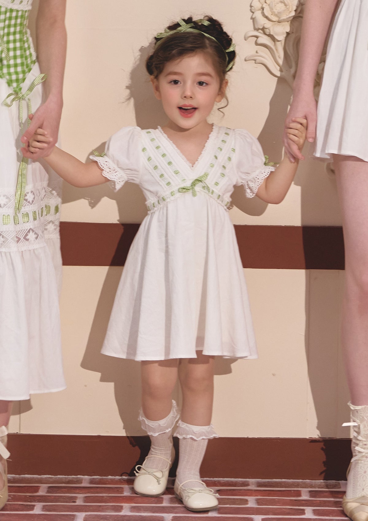 White Red Apple Summer Dress for Baby Girls – 2PC Top & Floral Trouser Set main image 0