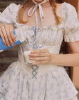 Blaues Puppenhaus Korsettkleid (Kurz)