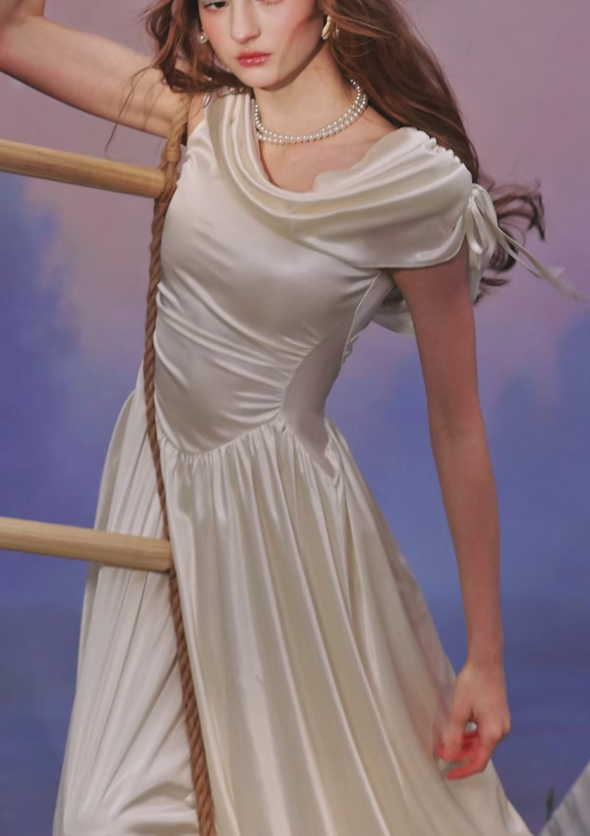 White Satin Dress | Exquisite Fairycore Dress