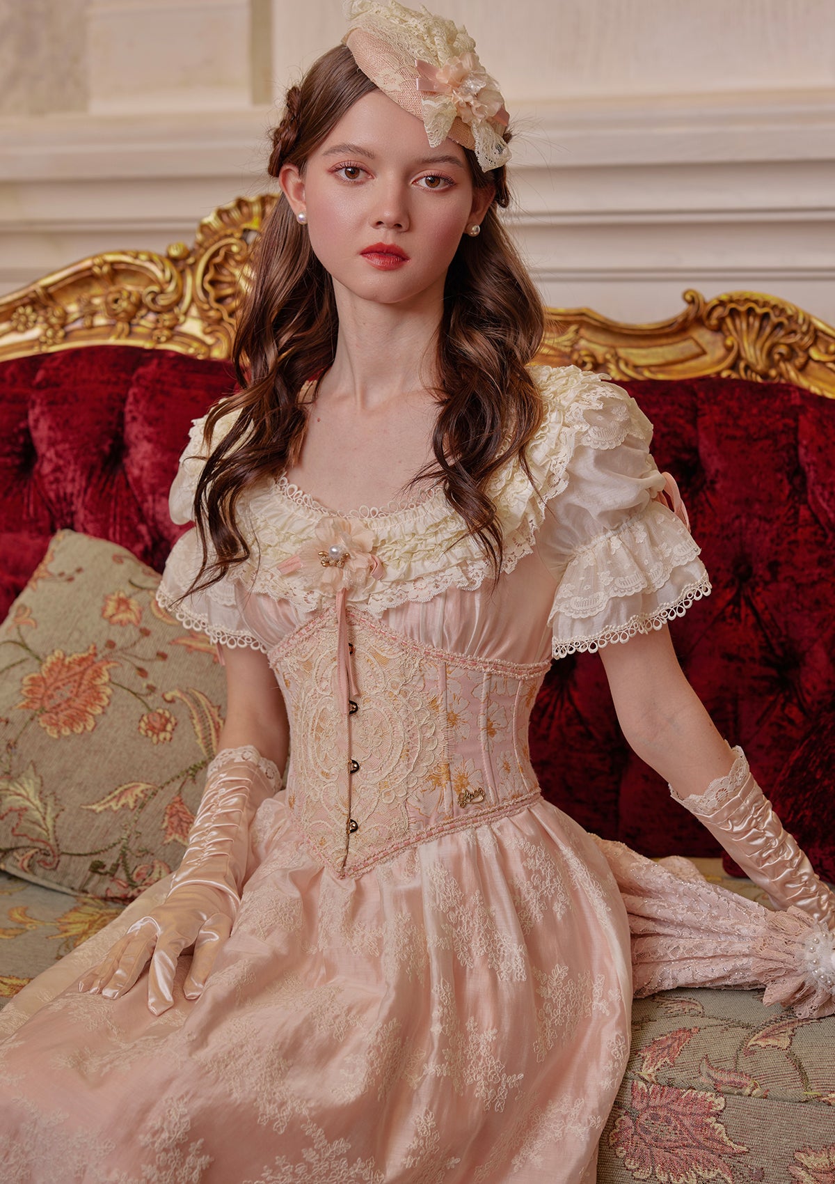english tea party dress Hawkins' – LaceMade BRUNCH2026 Color:Vibrant Red Floral Couture detailing everywhere and LFEOOSTWomen's Faux PU Leather