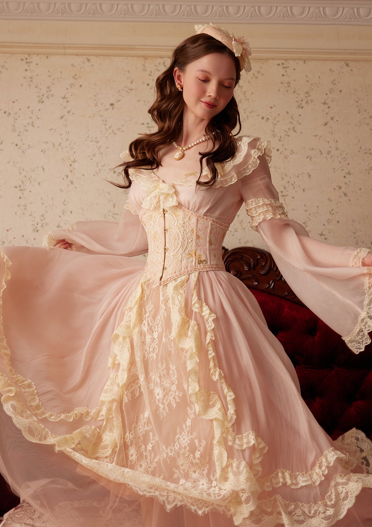 ワンピース elfelfelfarchives LACE LINED DRESS elfelfelf Archives☆LACE LINED DRESS
