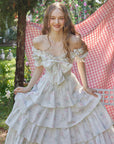 Lacemade "Bloom in Coral Island" - Vintage style tiered floral midi