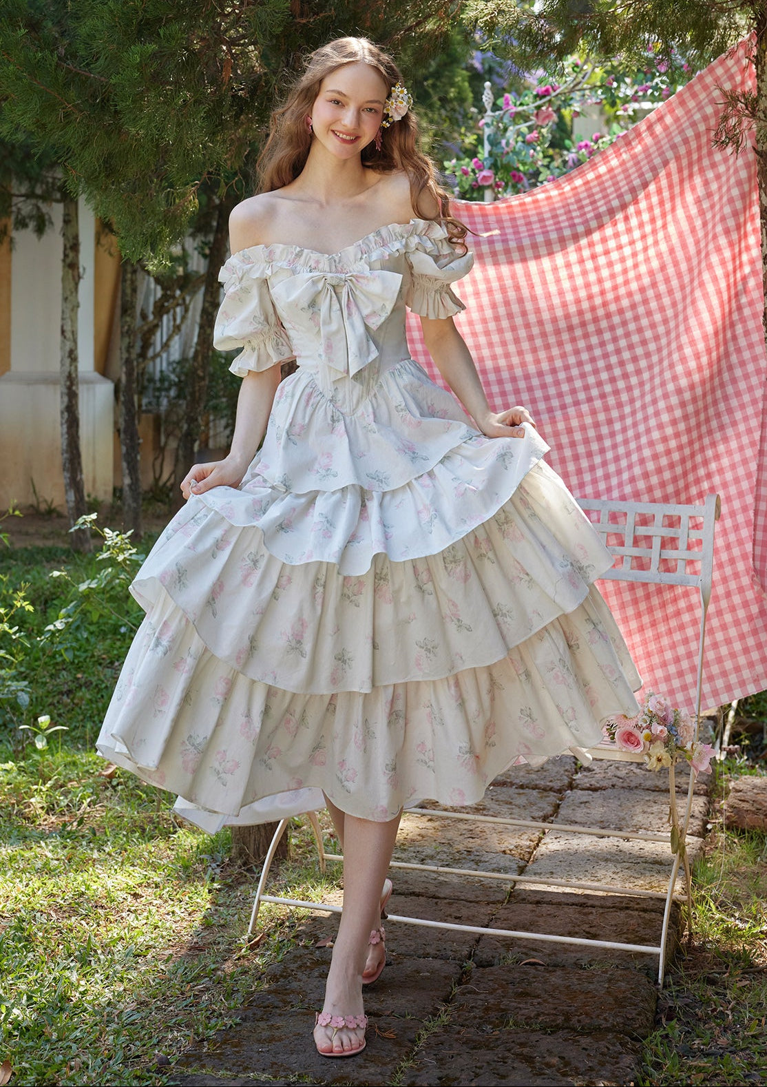 Bloom in Coral Island Corset Dress XS / In-stock