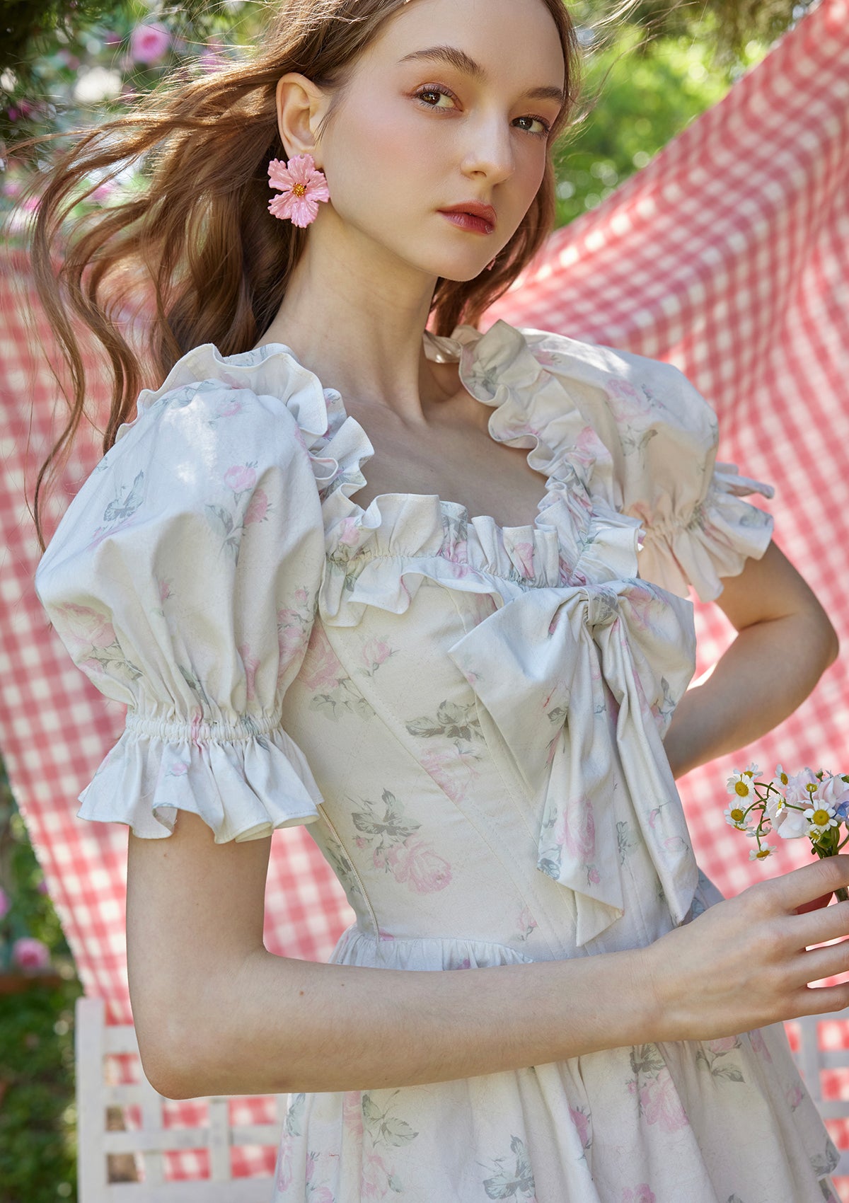 Bloom in Coral Island Corset Dress XS / In-stock