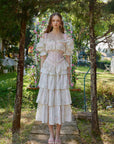 Lacemade "Bloom in Coral Island" - Tiered ruffle skirt floral cotton dress