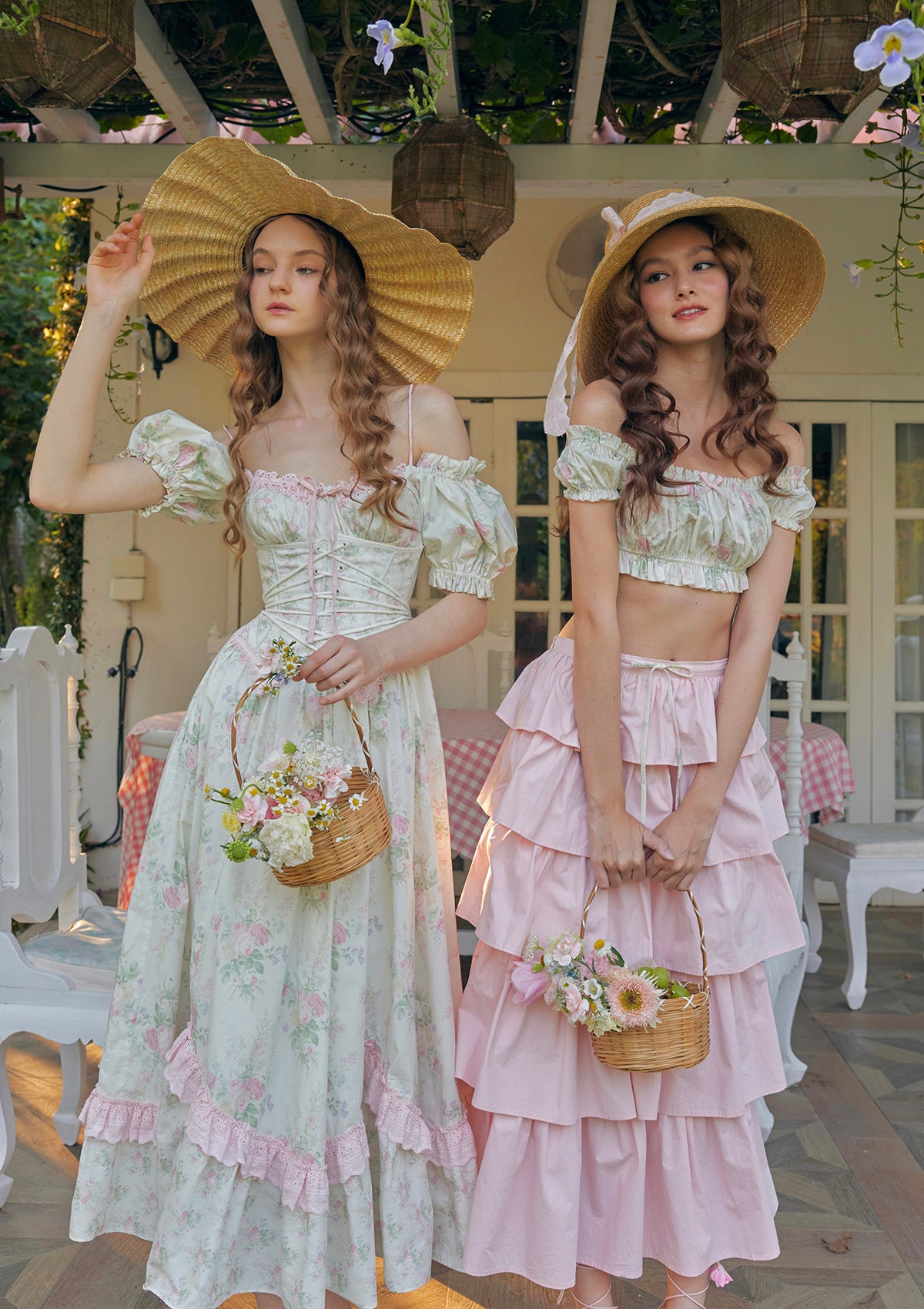 Lacemade pastel green floral dress - elegant princesscore photoshoot look