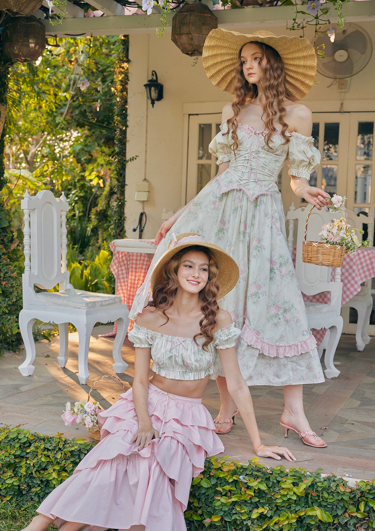 Lacemade 100% cotton floral dress for romantic vacation or estate stroll