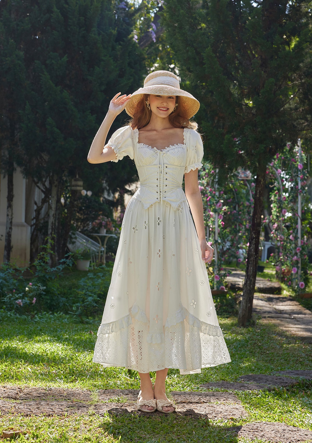 ワンピース ritostructure EMBROIDERED LACE DRESS ritostructure EMBROIDERED LACE DRESS レディース