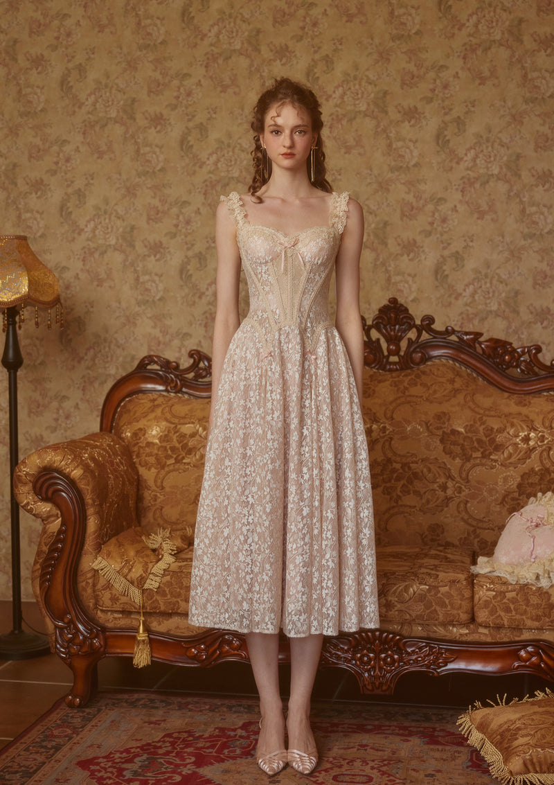 the glass candy corset dress Lace Spaghetti Strap Dress | Lace Bodice Dress
