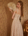 The Glass Candy Gold Lace Midi Dress for Wedding Guest or Prom