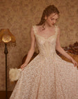 French Vintage Gold Corset Lace Dress - "The Glass Candy" Collection