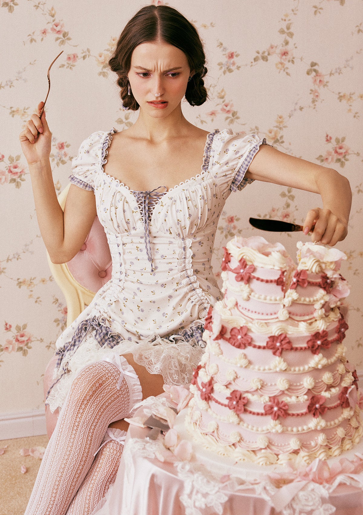 Lacemade corset mini dress with ruffles - Cute picnic dress for summer
