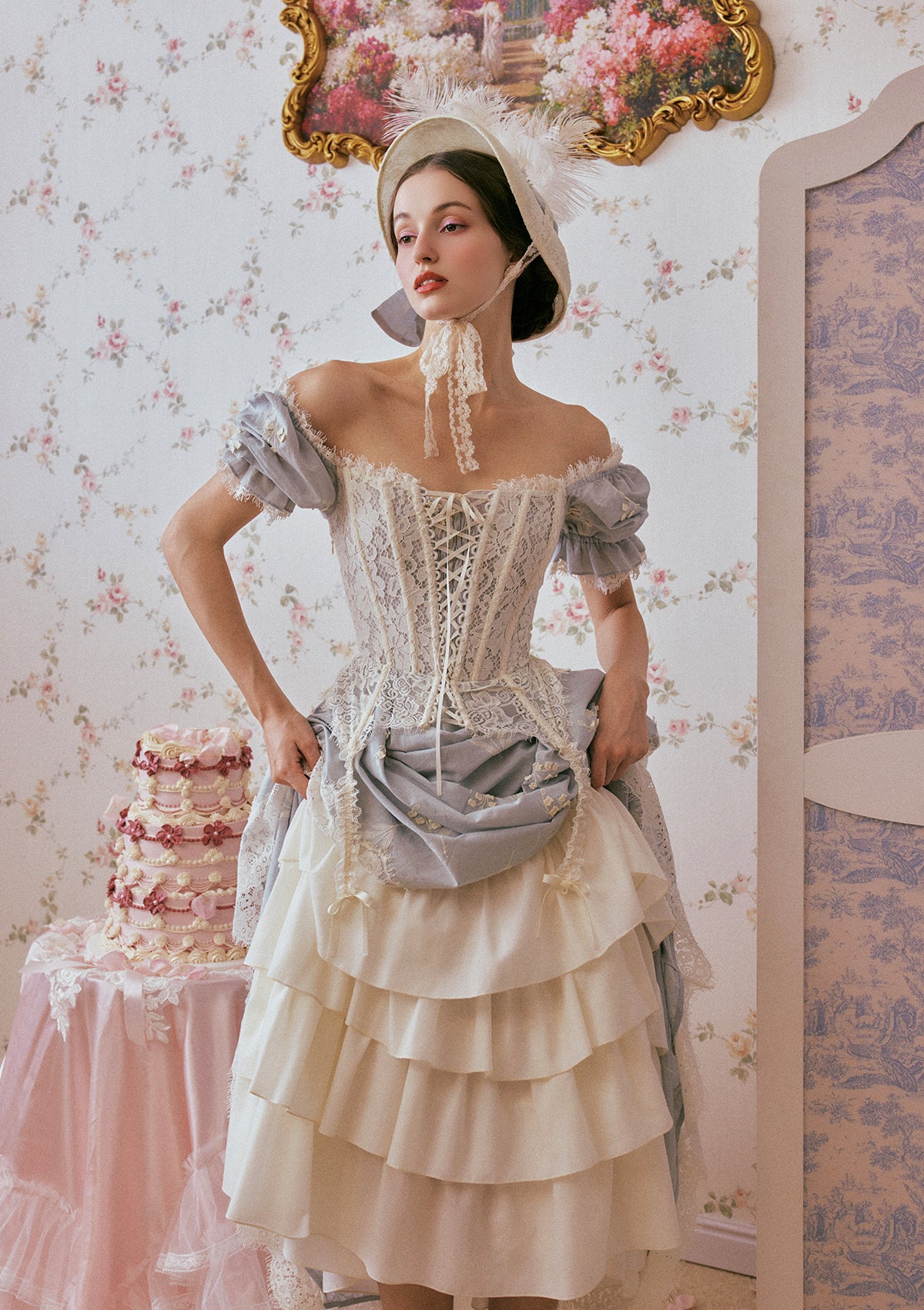Lacemade "Princess Lily of the Valley" - Elegant Blue Flowy Corset Dress