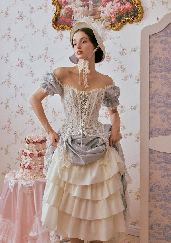 Lacemade "Princess Lily of the Valley" - Elegant Blue Flowy Corset Dress