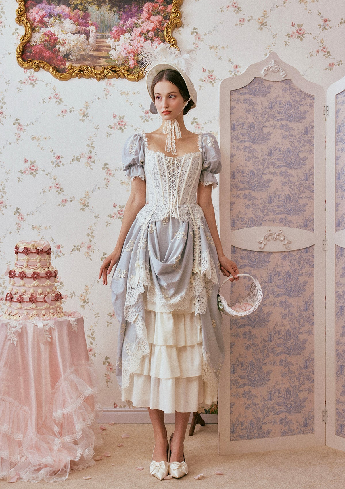 Lacemade Serenity Blue Ruffle Hem Dress - Vintage Silhouette