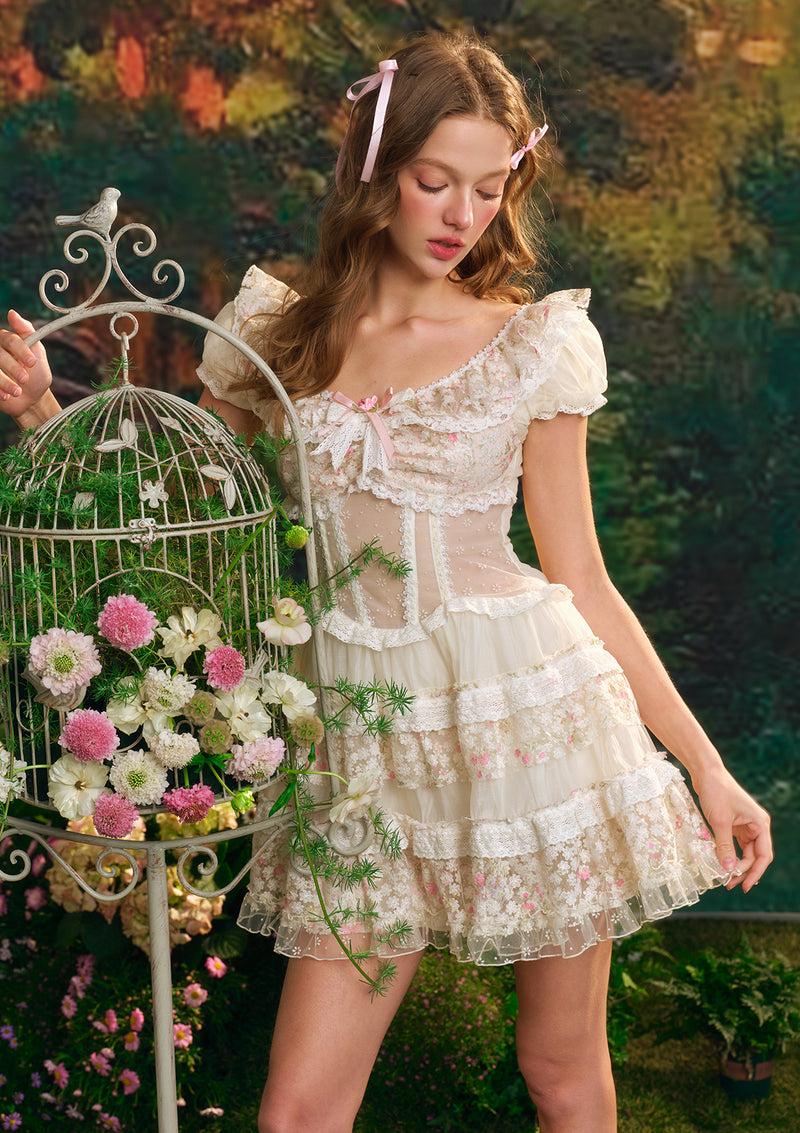 fairy corset dress Cottagecore Fairy Grunge Lace Corset White strapless dress