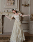 Lacemade "Tear of Blossom and Candle" Cream Jacquard Corset Dress