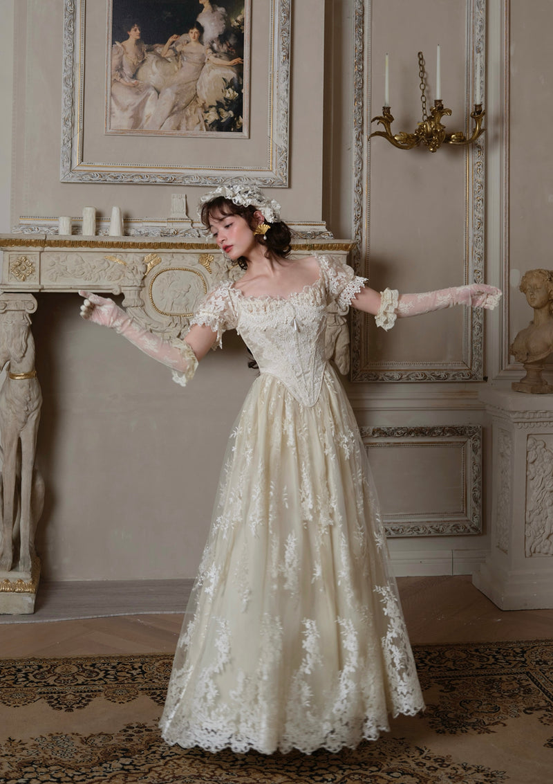Rococo Ivory Lace Dress | Opulent Lace Dress - LaceMade Rococo Ivory Lace Dress | Opulent Lace Dress - LaceMade