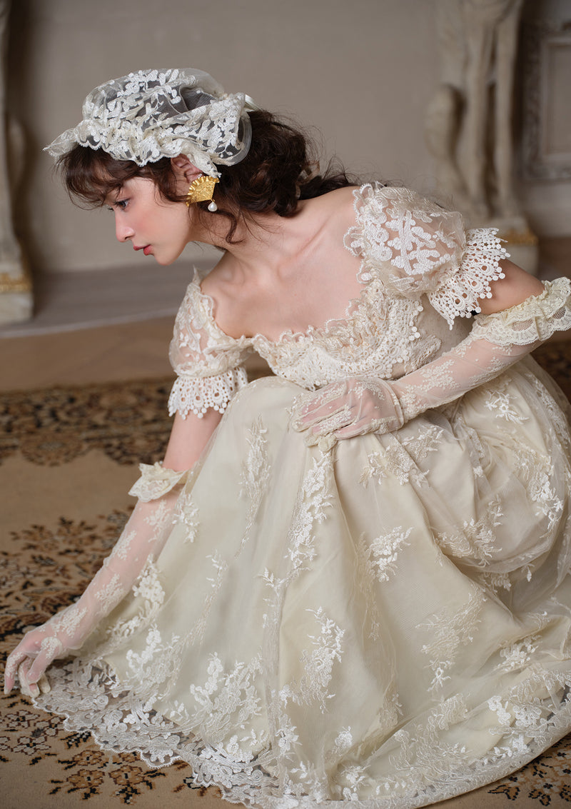 Rococo Ivory Lace Dress | Opulent Lace Dress - LaceMade Rococo Ivory Lace Dress | Opulent Lace Dress - LaceMade