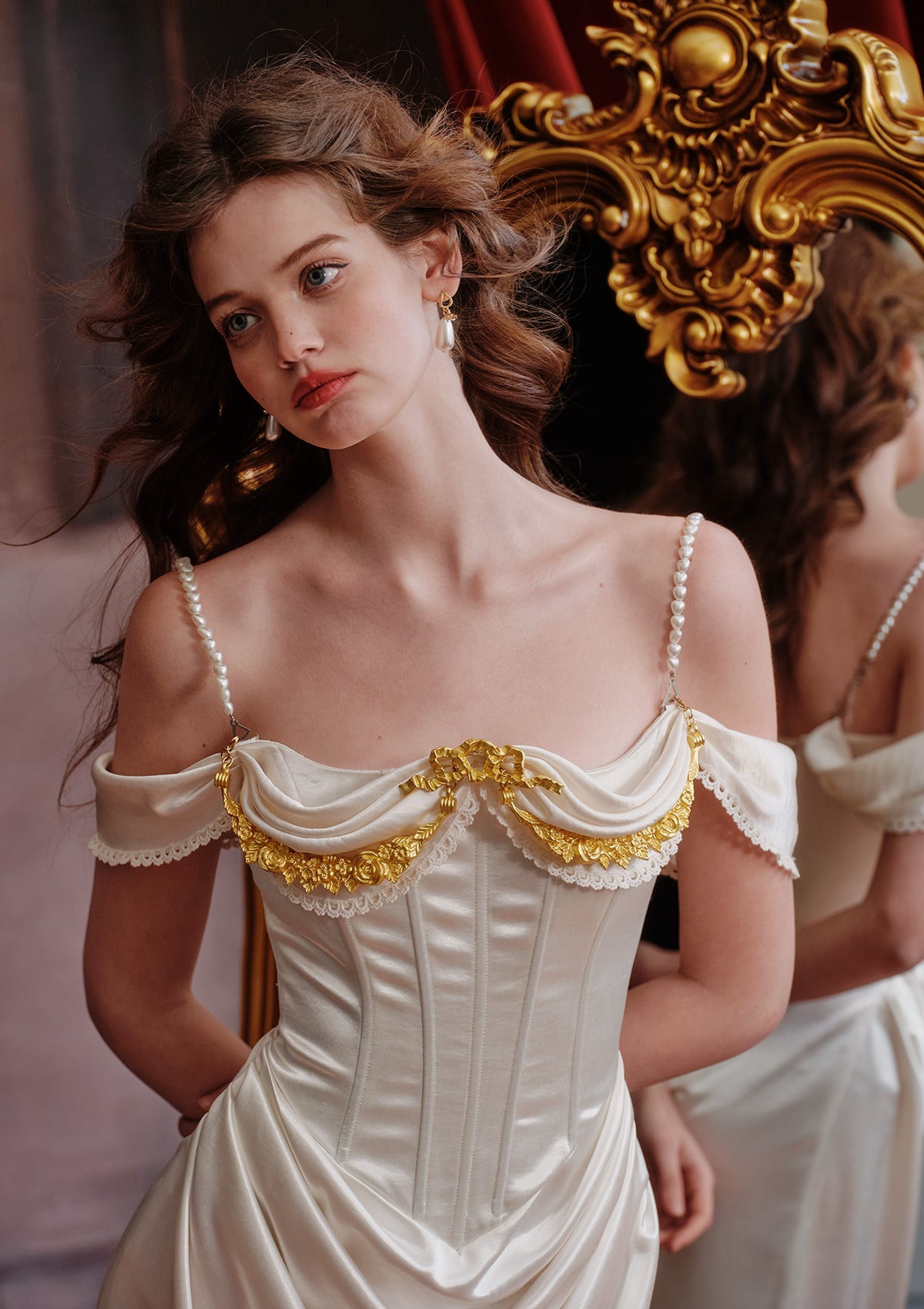 Ivory Maxi Corset Dress L