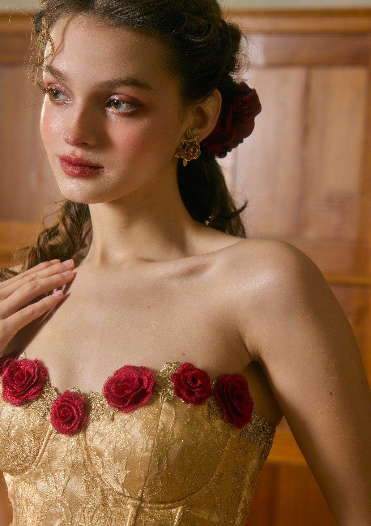 Red Strapless Corset Dress | Wild Rosa Gown