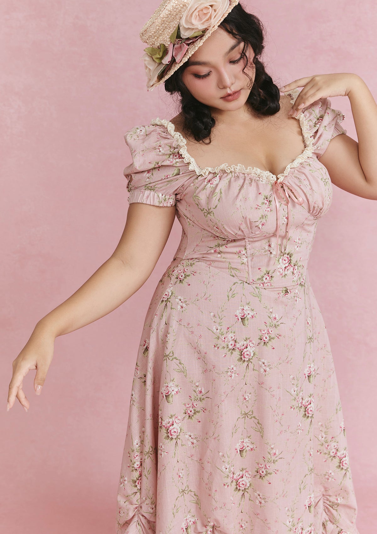 Lacemade ピンクバラの物語コルセットドレス Curve & Plus Rosa Rubus Story Corset Dress