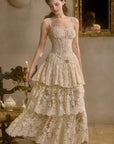 Lacemade "Waltz In The Moonlight" - White Lace Tiered Maxi Skirt