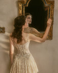 Back view of Lacemade Waltz In The Moonlight tiered lace corset dress