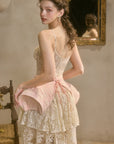 Lacemade white lace skirt featuring exquisite floral pattern details