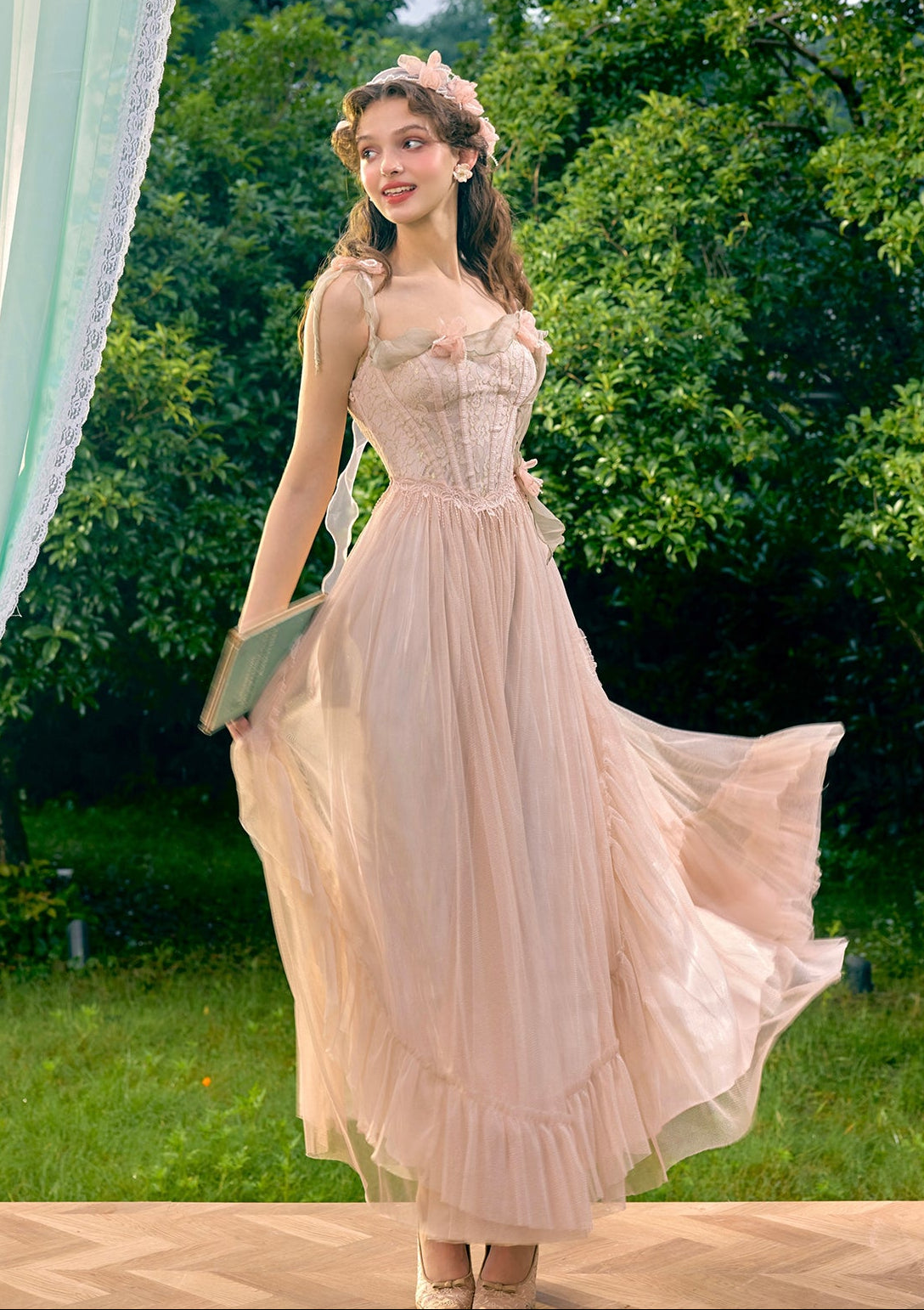 Whimsical Corset Dress | Pink Midi Dress